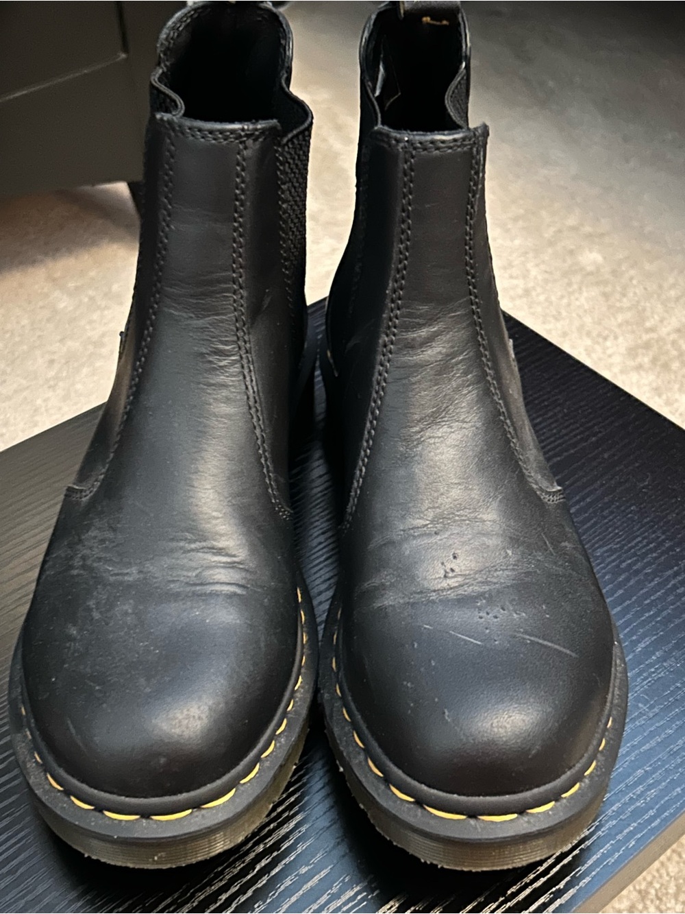 Dr. Martens Black Leather Chelsea Boots with Yellow Stitching - Picture 3 of 10